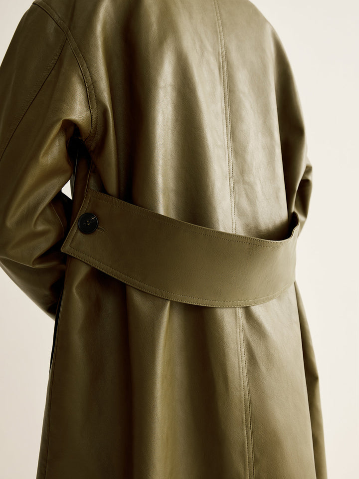 Mune | Faux Leather Long Jacket