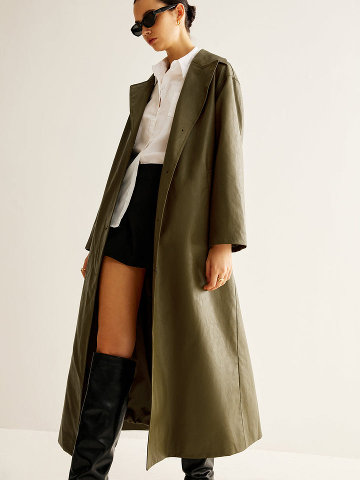 Mune | Faux Leather Long Jacket