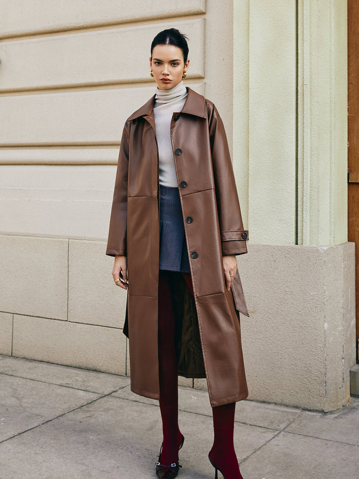 Mune | Faux Leather Long Jacket