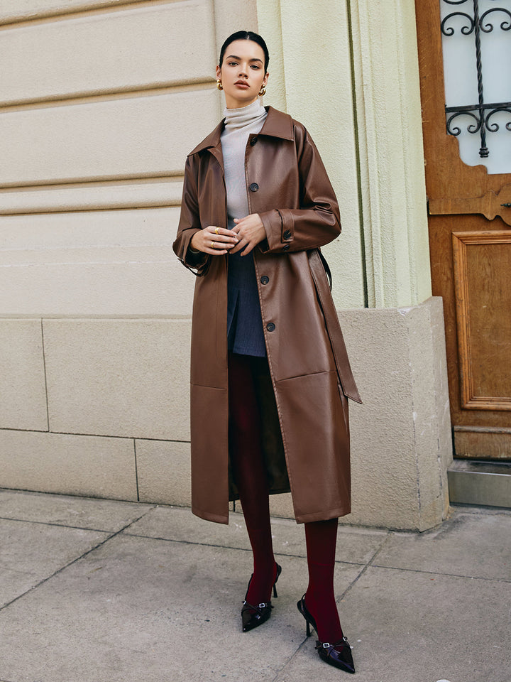 Mune | Faux Leather Long Jacket