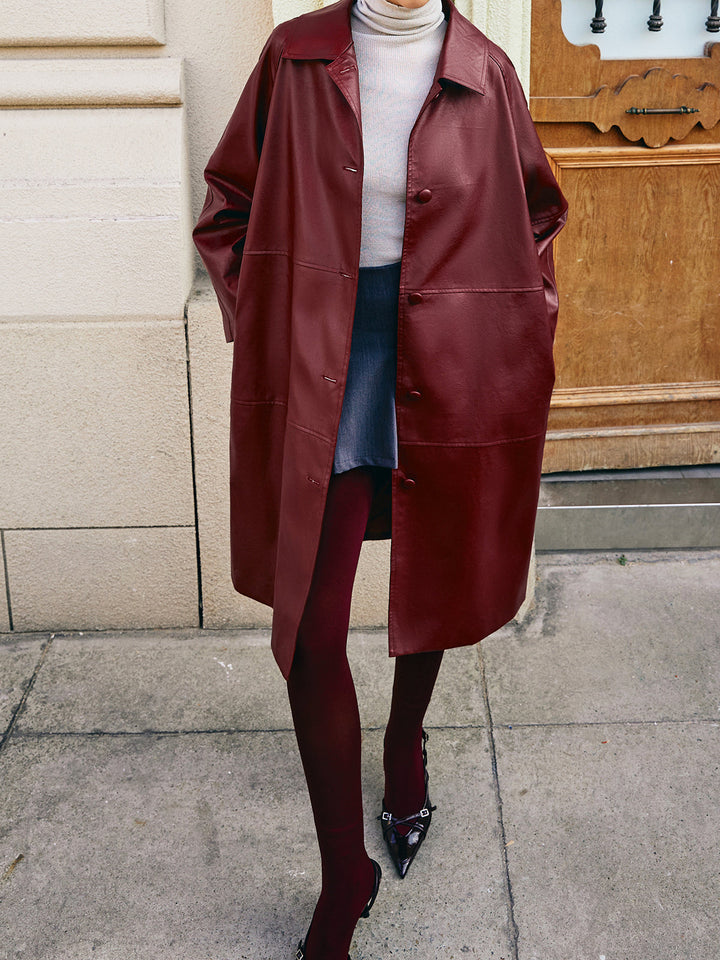 Mune | Faux Leather Long Jacket