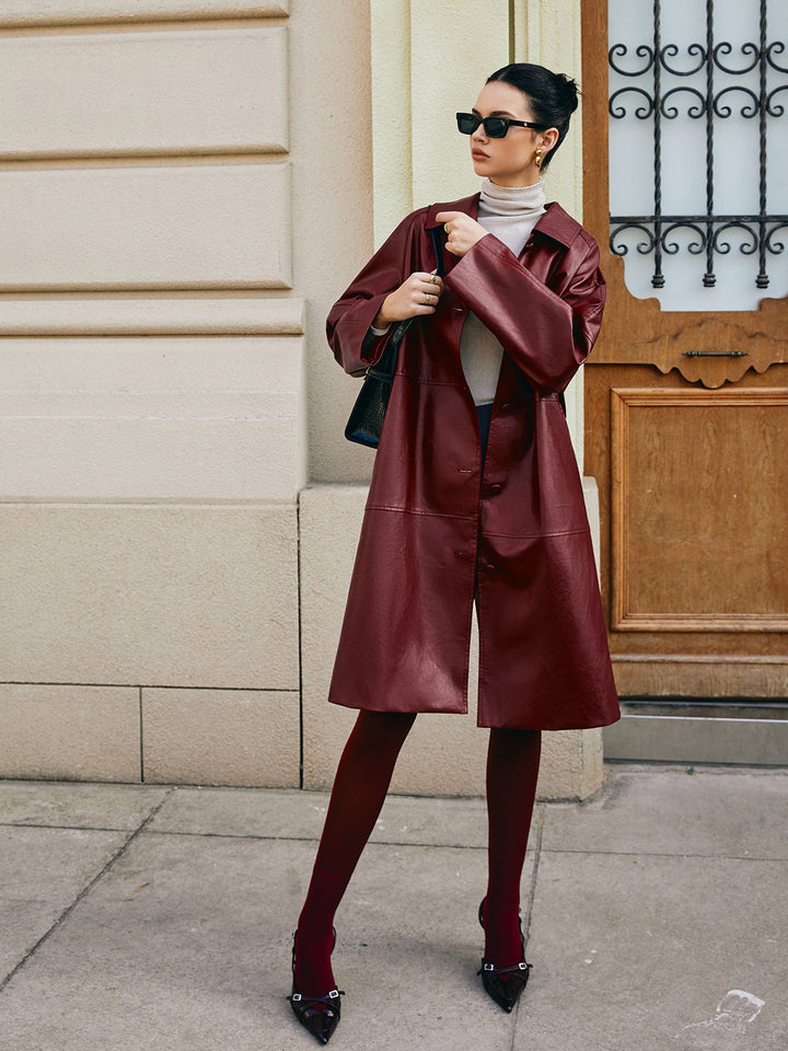 Mune | Faux Leather Long Jacket