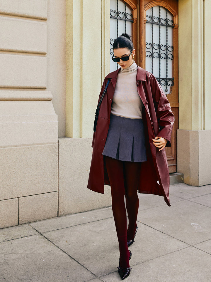 Mune | Faux Leather Long Jacket