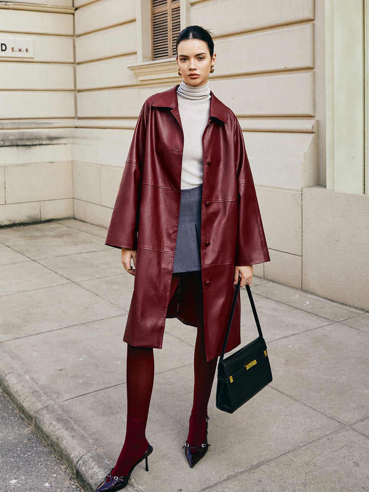 Mune | Faux Leather Long Jacket