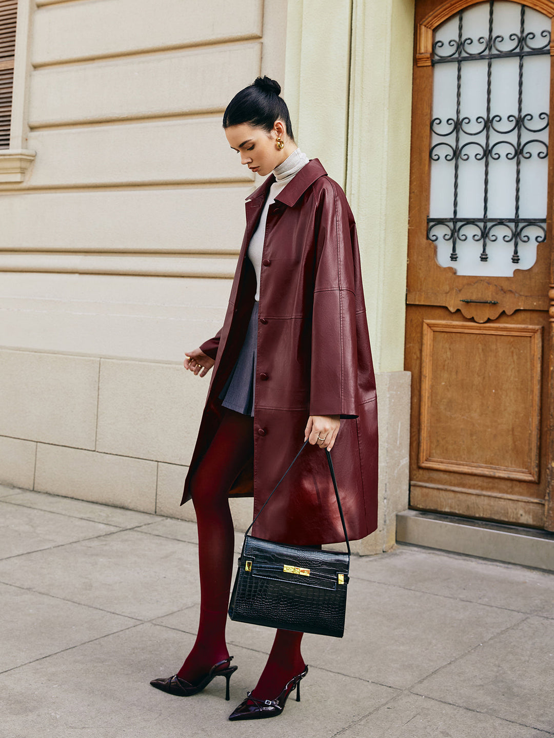 Mune | Faux Leather Long Jacket