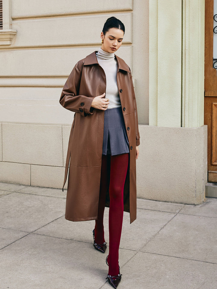 Mune | Faux Leather Long Jacket