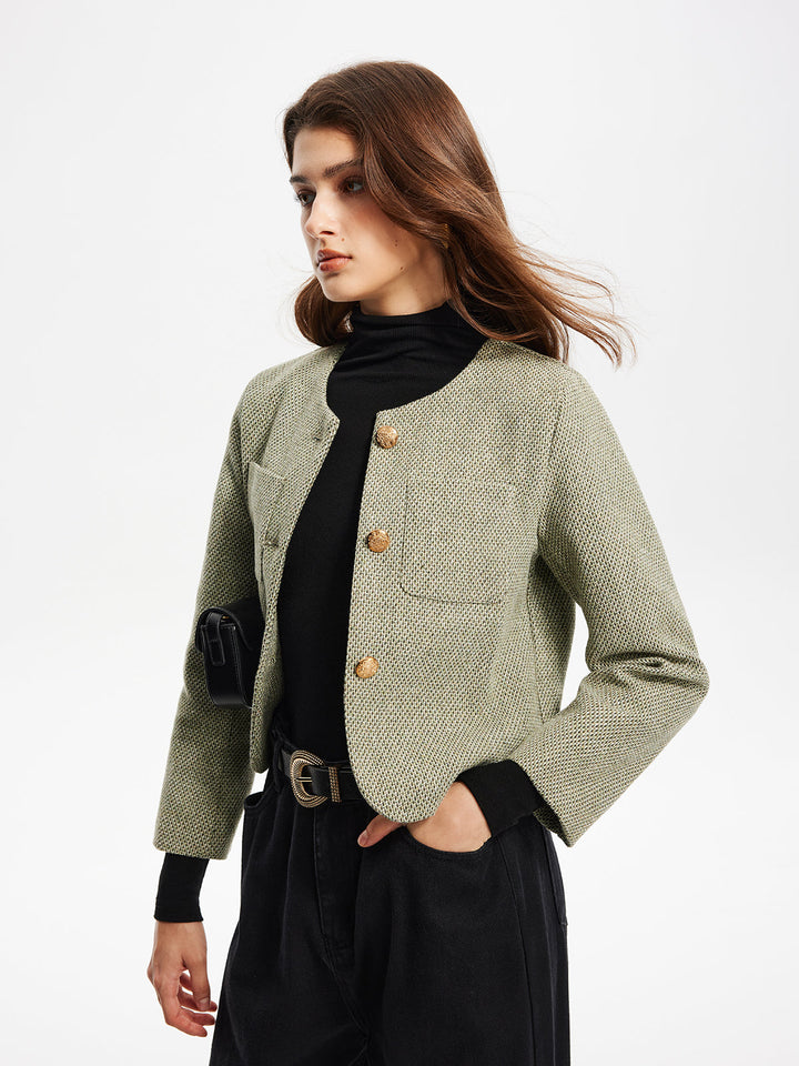 Mune | Neck Pockets Tweed Jacket