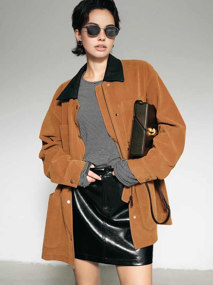 Mune | Collar Oversized Suede Jacket