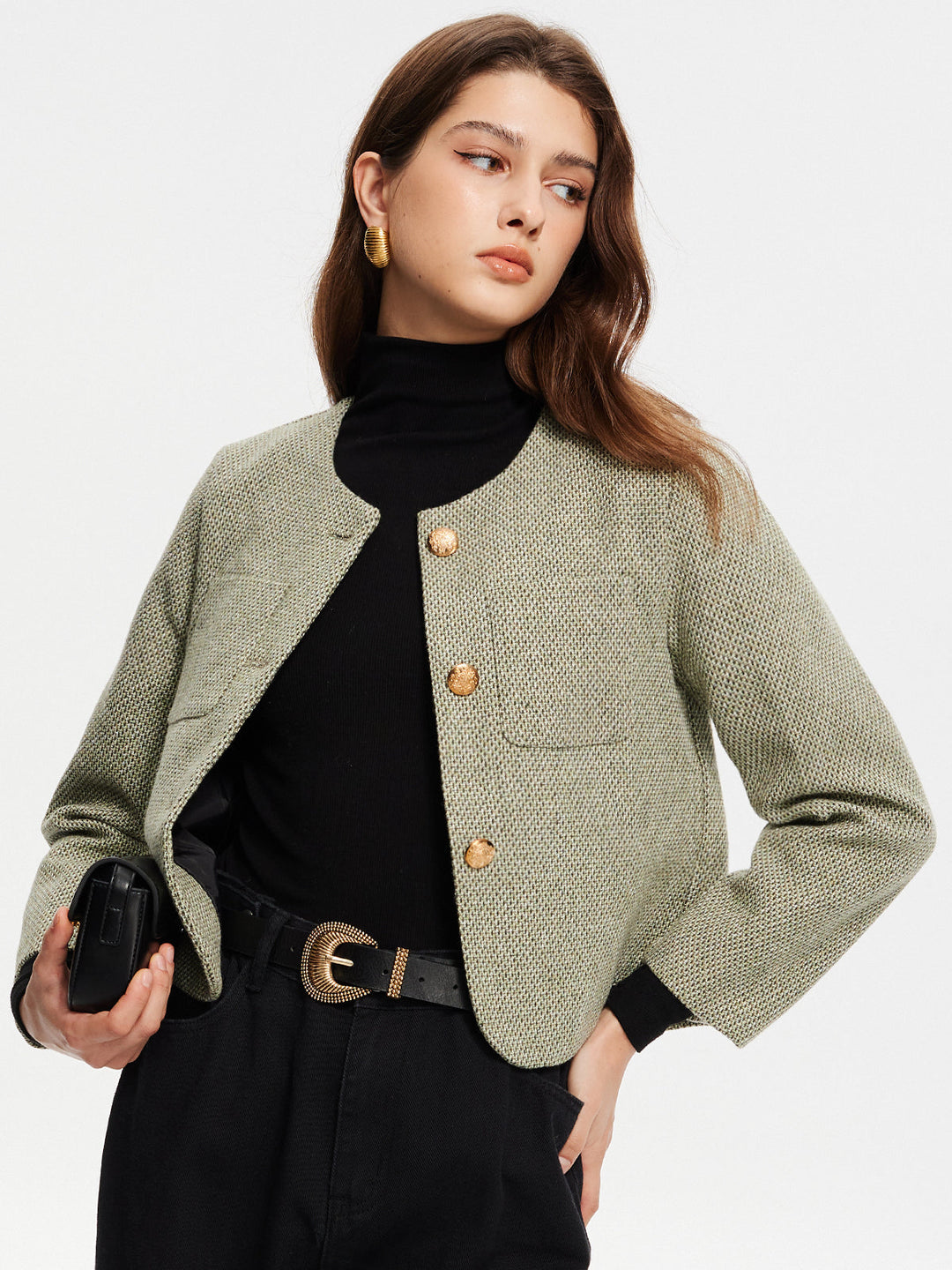 Mune | Neck Pockets Tweed Jacket