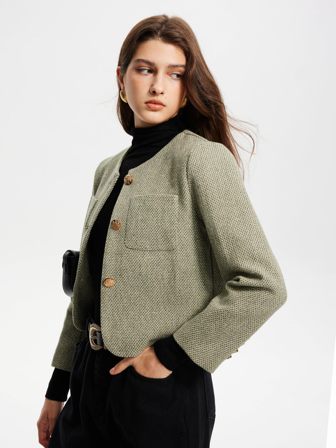 Mune | Neck Pockets Tweed Jacket