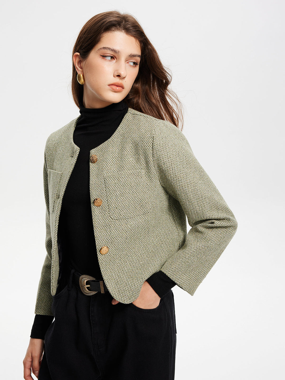 Mune | Neck Pockets Tweed Jacket