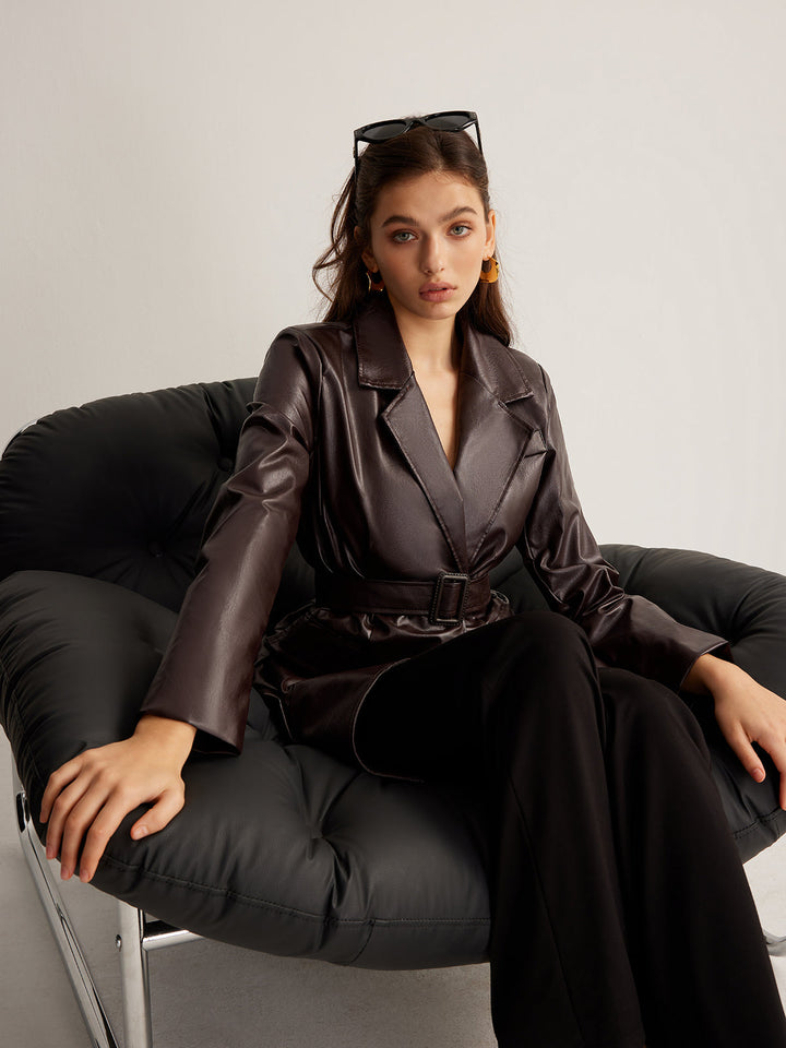Mune | Pu-Leather Belt Jacket
