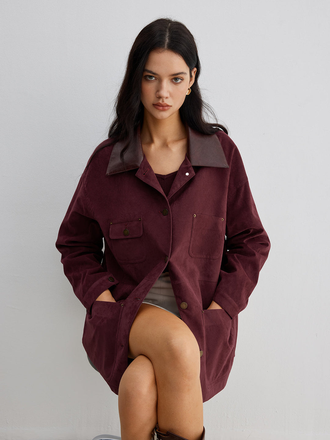 Mune | Contrast Collar Pocket Jacket