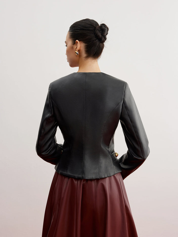 Mune | Faux Leather Slim Jacket