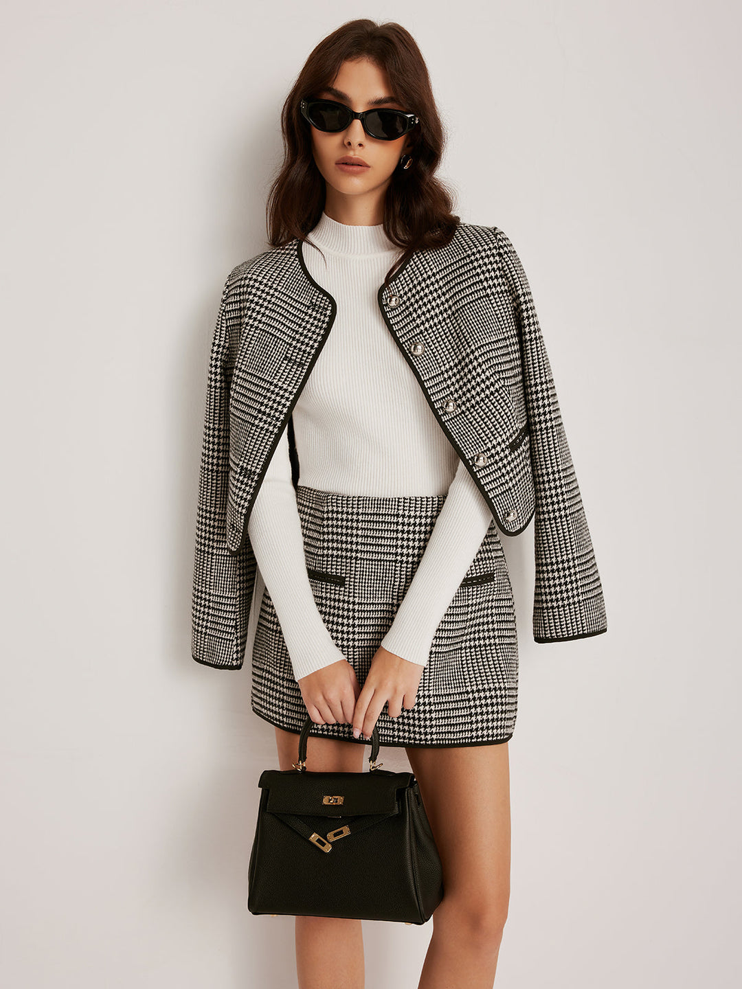 Mune | Trim Plaid Button Jacket
