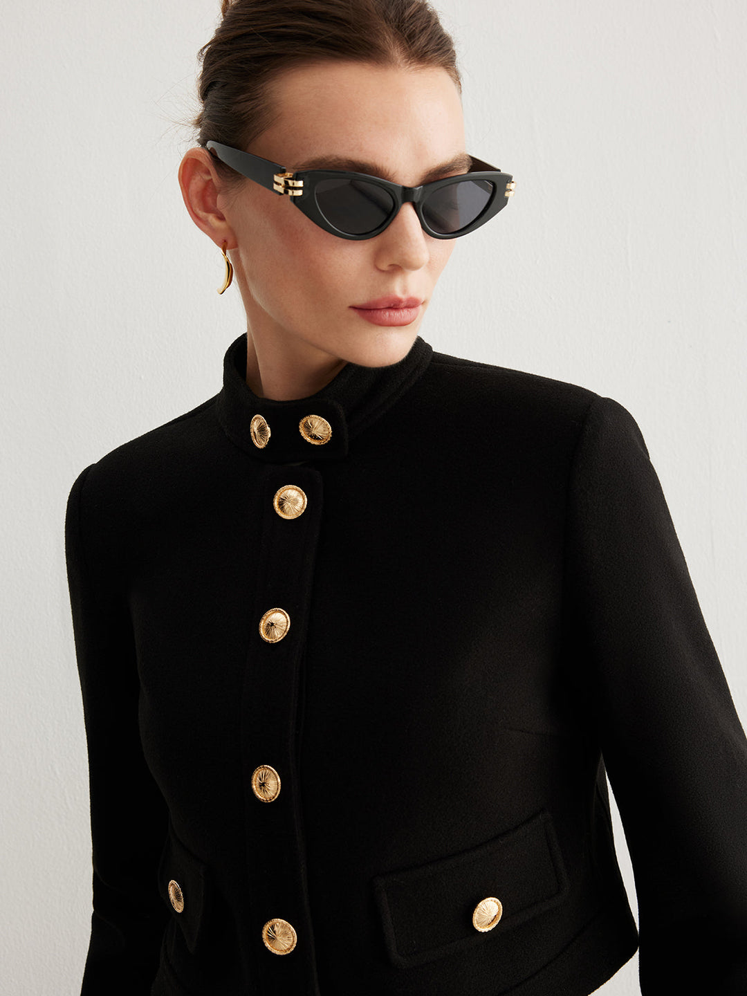 Mune | Collar Button Tweed Short Jacket