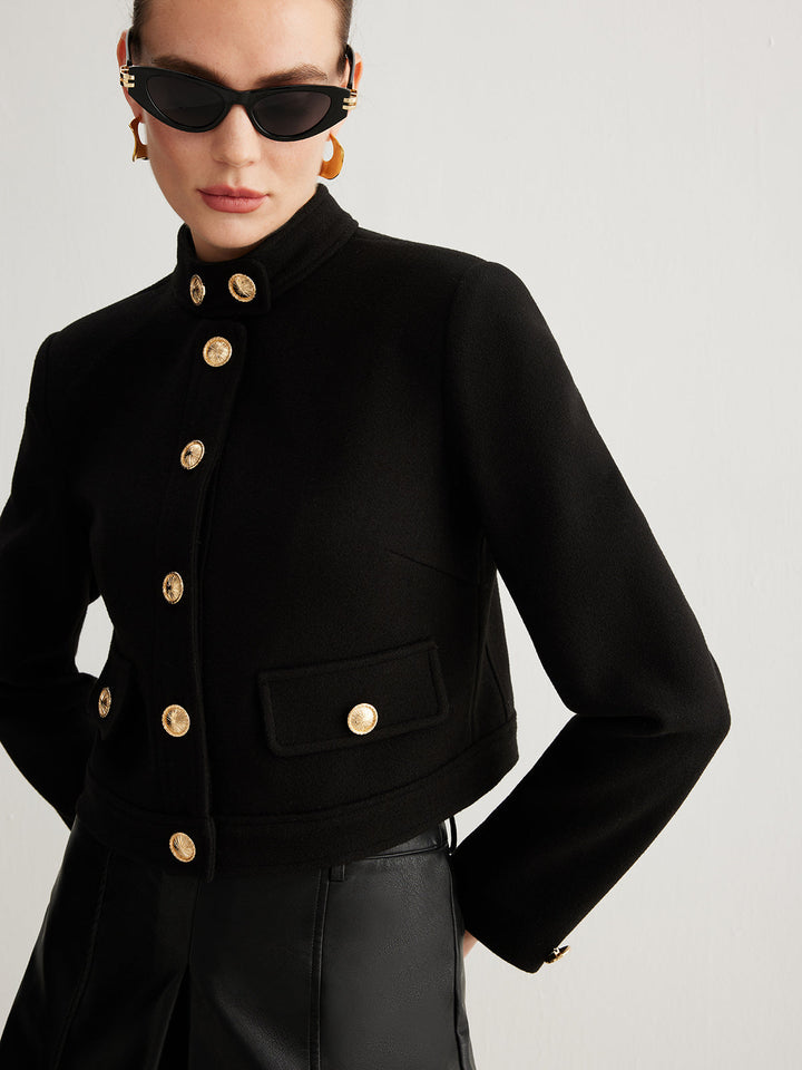 Mune | Collar Button Tweed Short Jacket