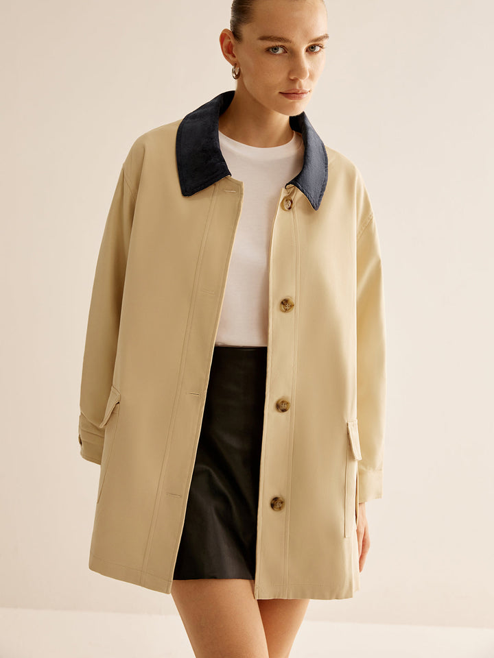 Mune | Cotton Contrast Collar Button Jacket