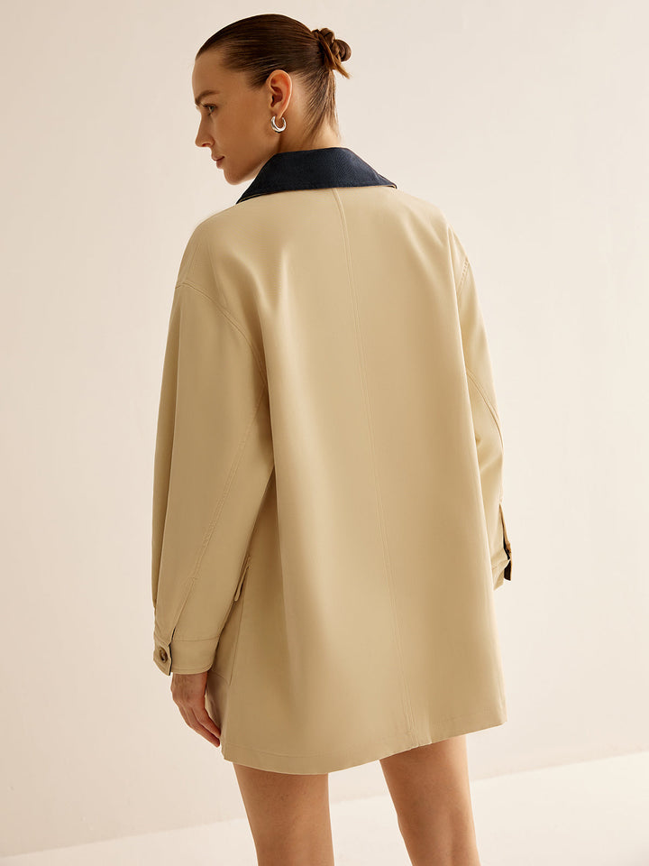 Mune | Cotton Contrast Collar Button Jacket