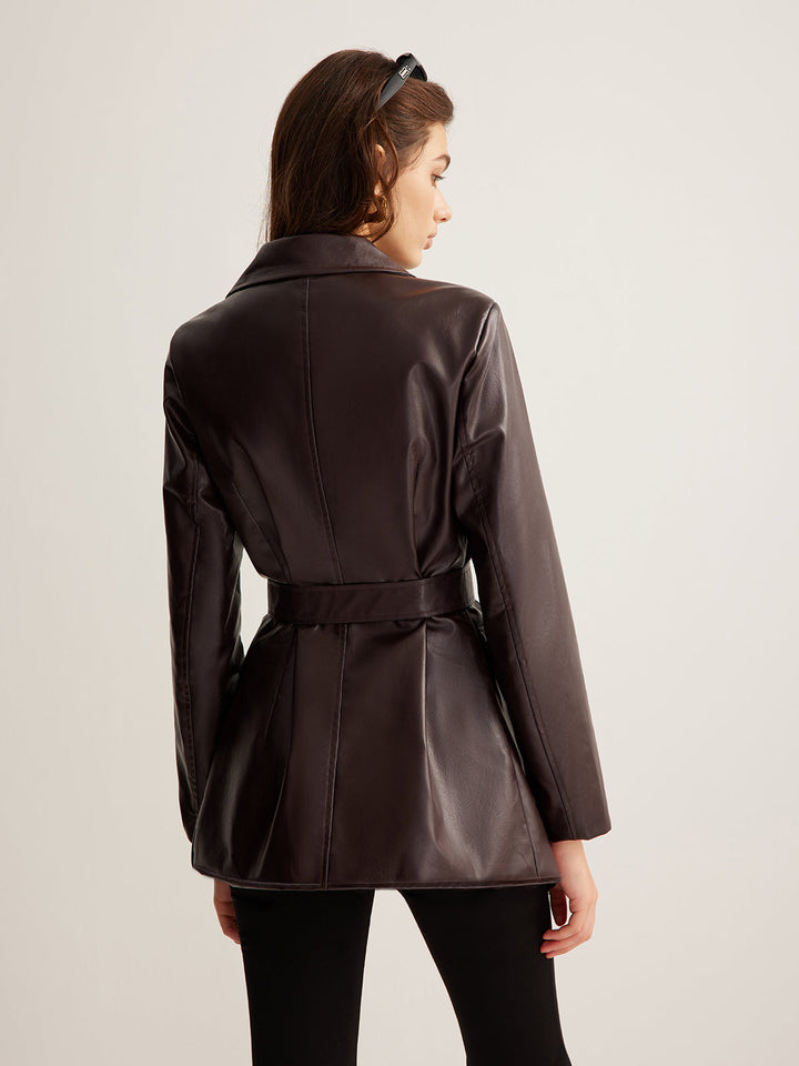 Mune | Pu-Leather Belt Jacket