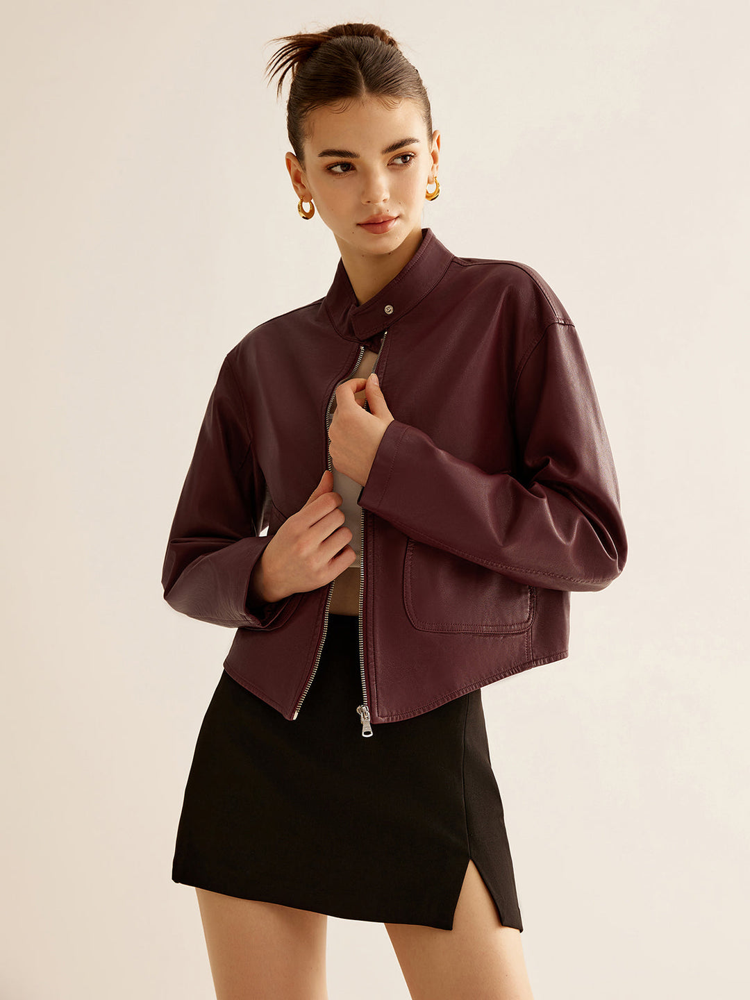 Mune | Zipper Faux Leather Jacket