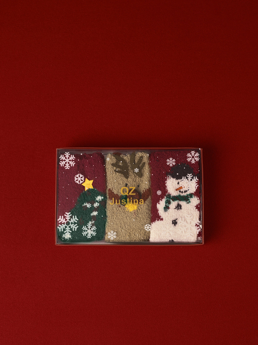 Mune | 3 Pack Christmas Coral Velvet Socks with Box