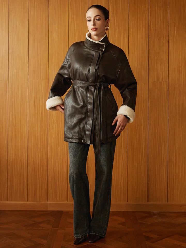 Mune | Pu-Leather Belt Jacket