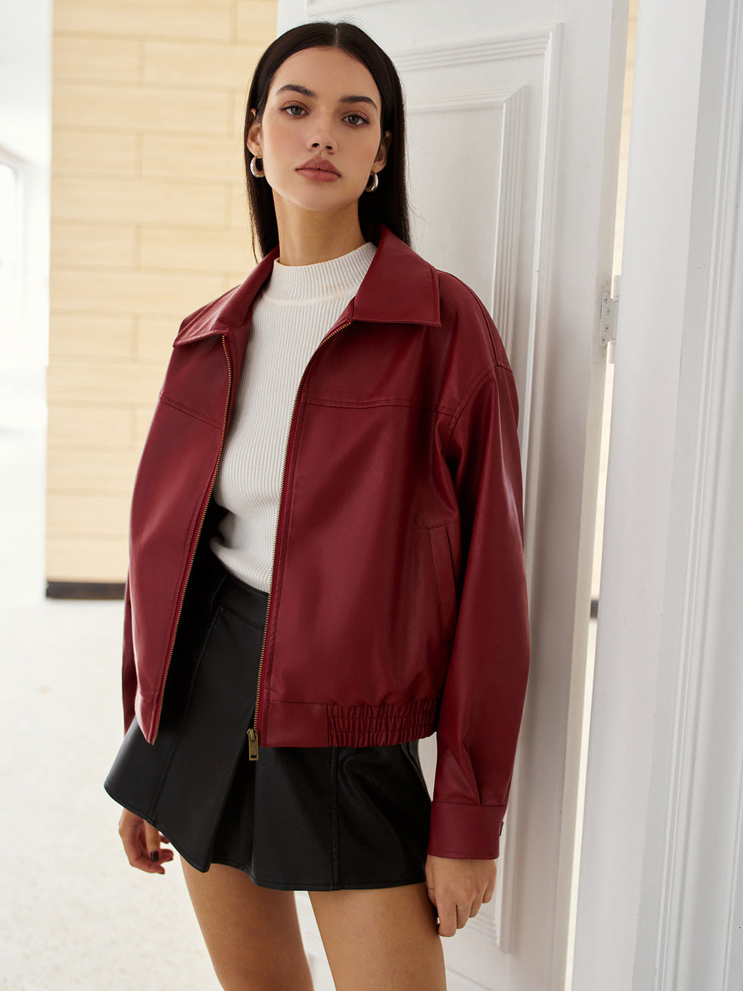 Mune | Leather Zip Polo Jacket