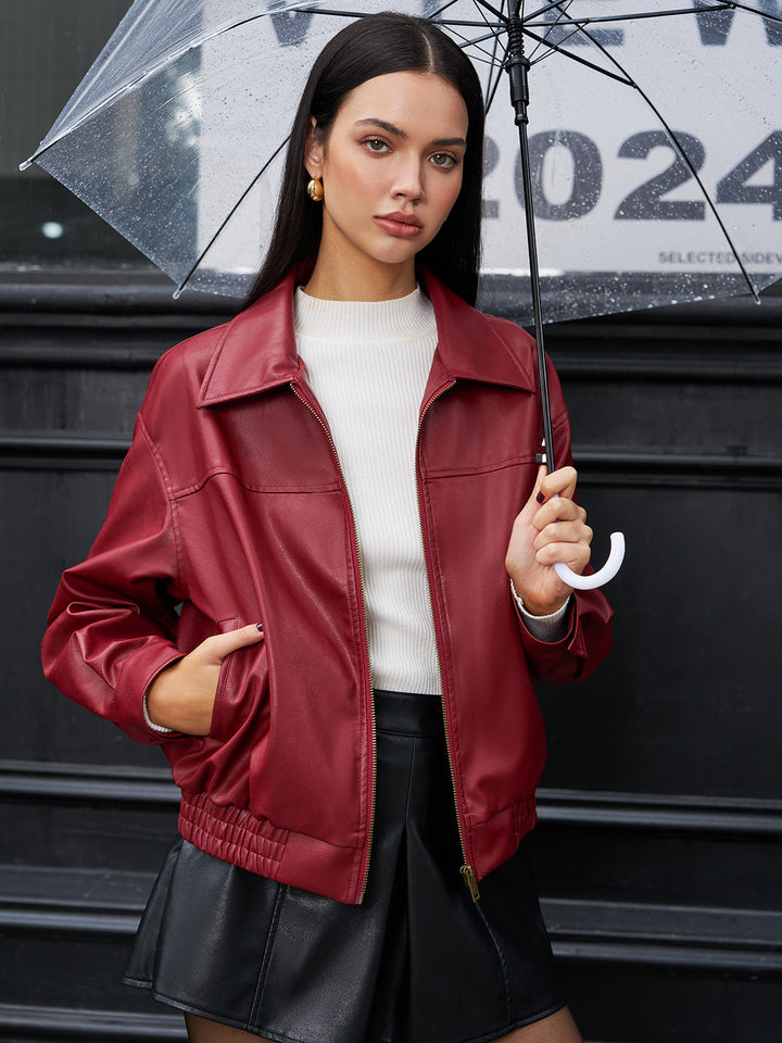 Mune | Leather Zip Polo Jacket