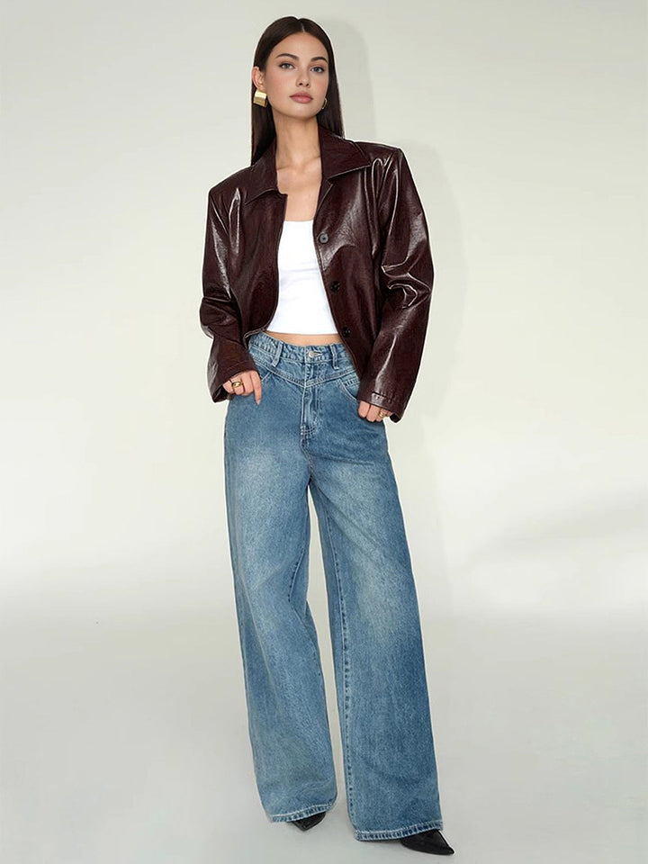 Mune | Leather Zipper Short Polo Jacket