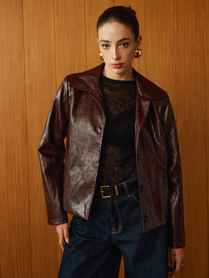 Mune | Leather Zipper Short Polo Jacket