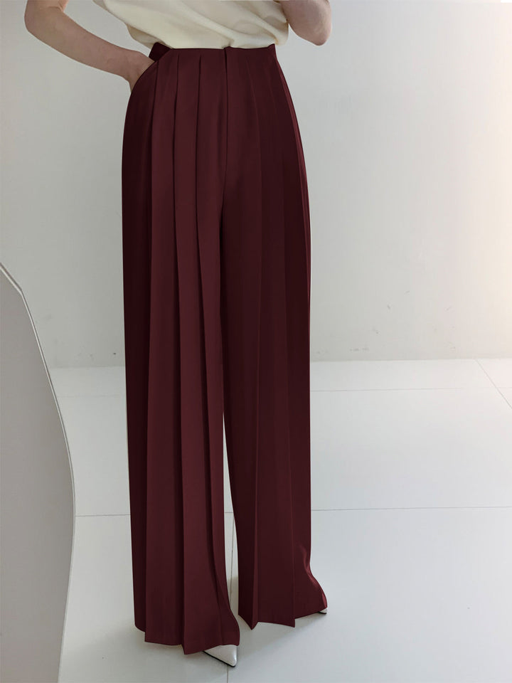 Mune | Elegant Pleated High Waist Pants with Wide Leg