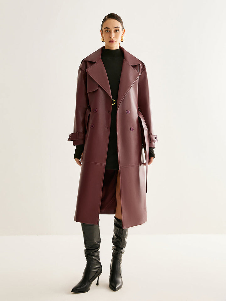 Mune | Pu-Leather Long Jacket