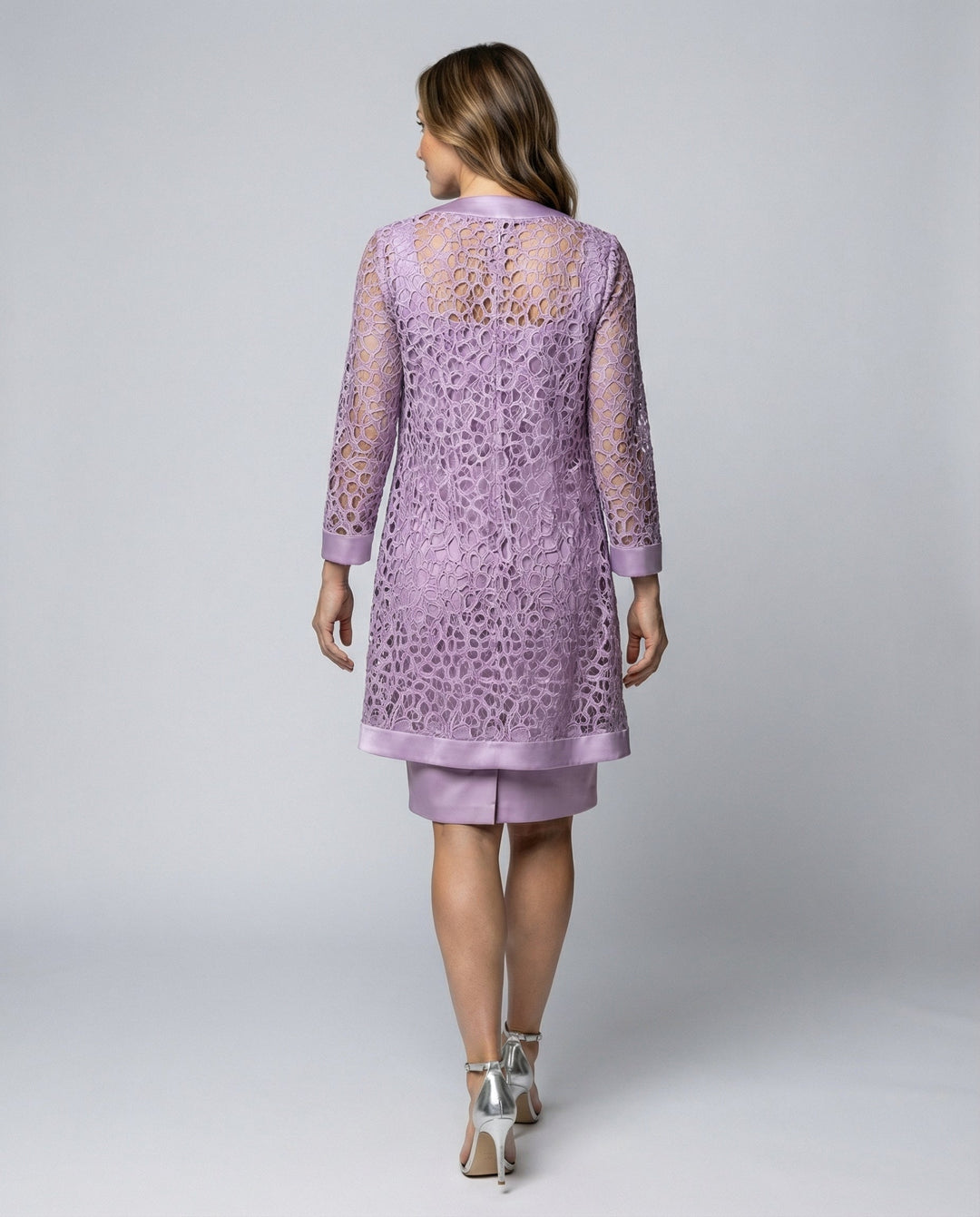 Elegant lace cardigan dress