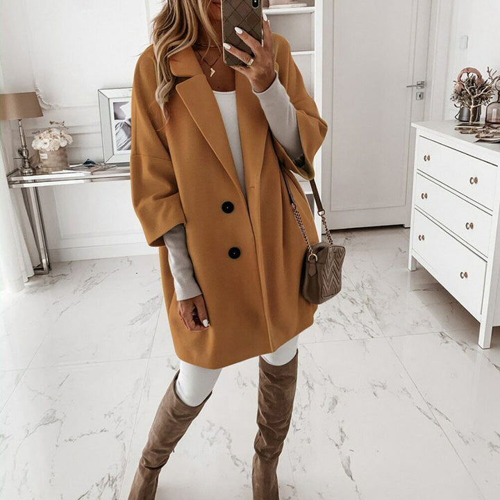 Mune | Women's Elegant Long Trench Coat with Button Closure and Long Sleeves