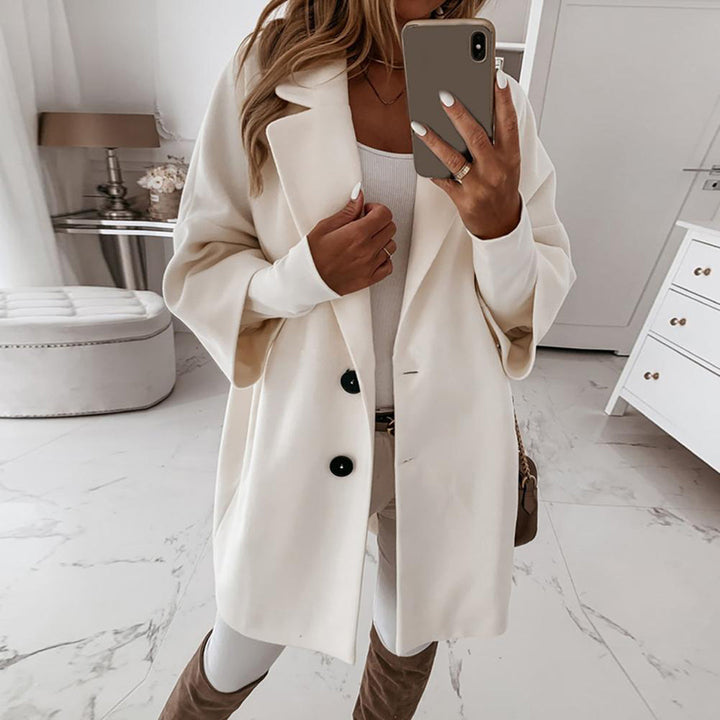 Mune | Women's Elegant Long Trench Coat with Button Closure and Long Sleeves