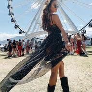 Mune Fashion | Star Black Mesh Transparent Sleeveless Maxi Dress