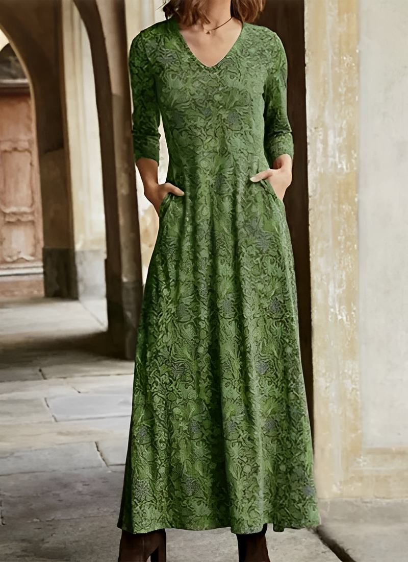 Mune | Long Dress With Retro Pattern