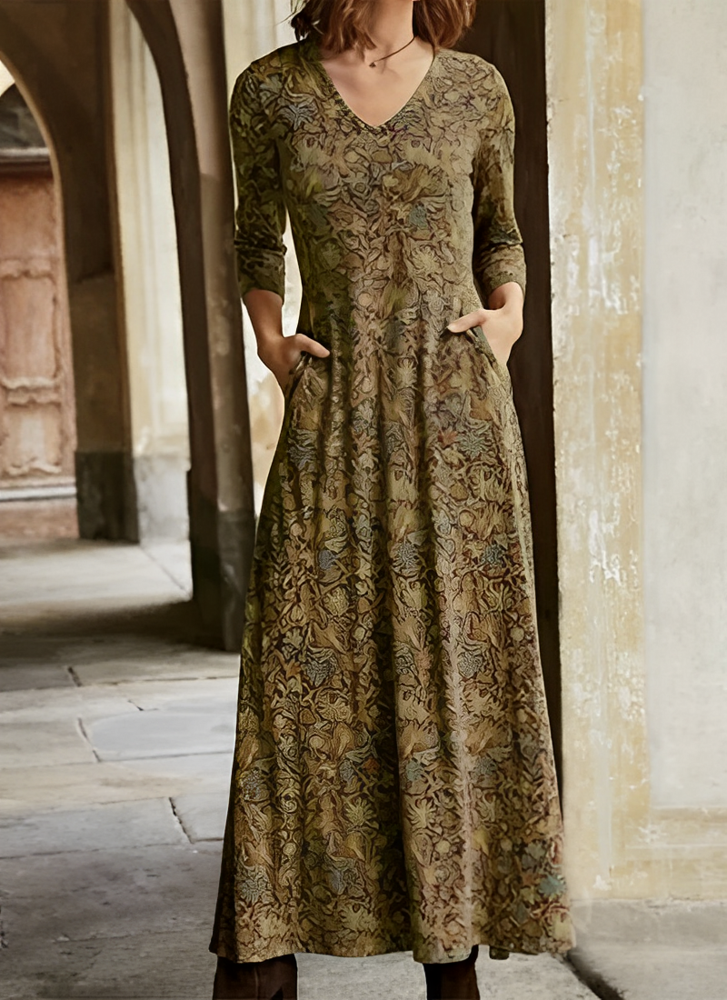 Mune | Long Dress With Retro Pattern
