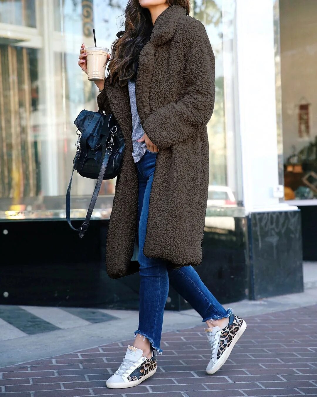 Mune | Women's Long Teddy Winter Jacket with Collar and Loose Fit