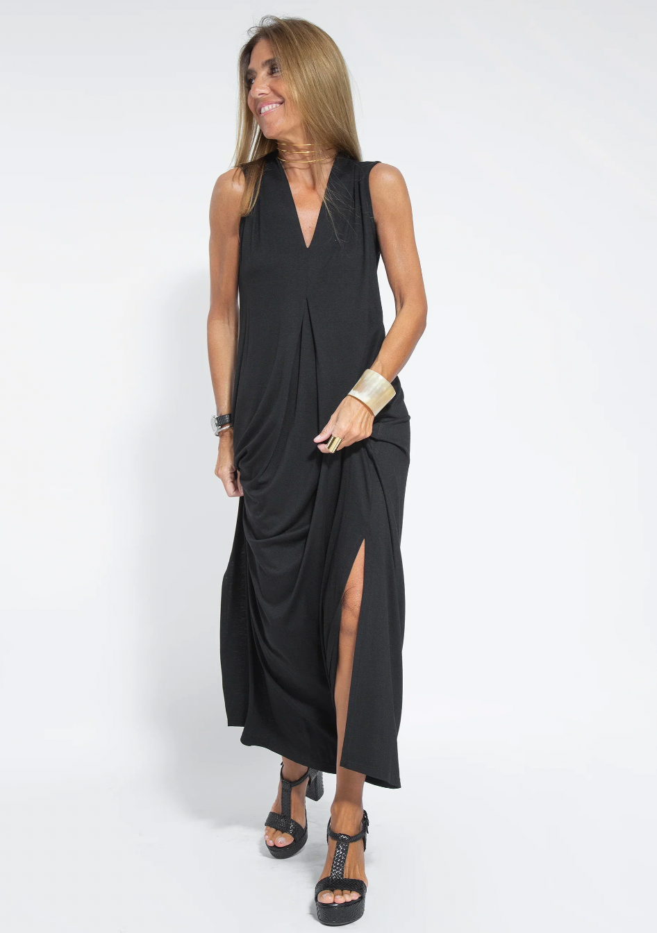 Set of long flattering dress and vest