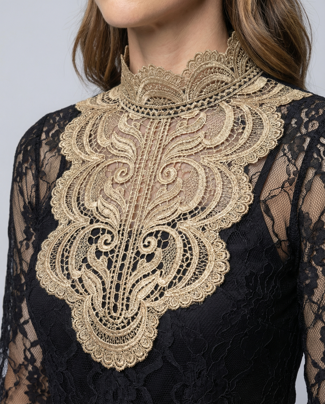 Embroidered women's lace blouse