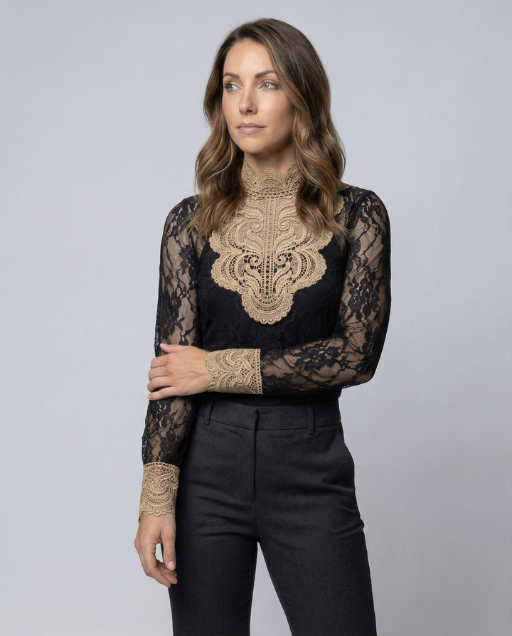 Embroidered women's lace blouse