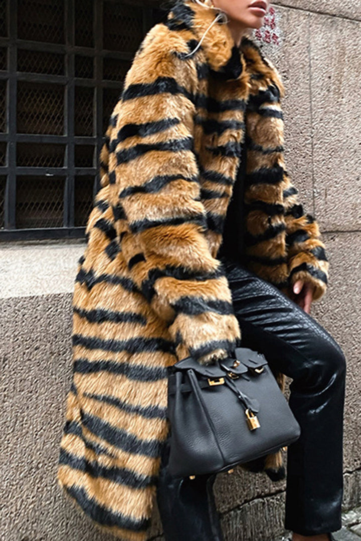 Mune | Women's Faux Fur Jacket with Animal Print and Luxury Design