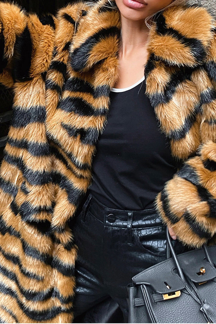 Mune | Women's Faux Fur Jacket with Animal Print and Luxury Design