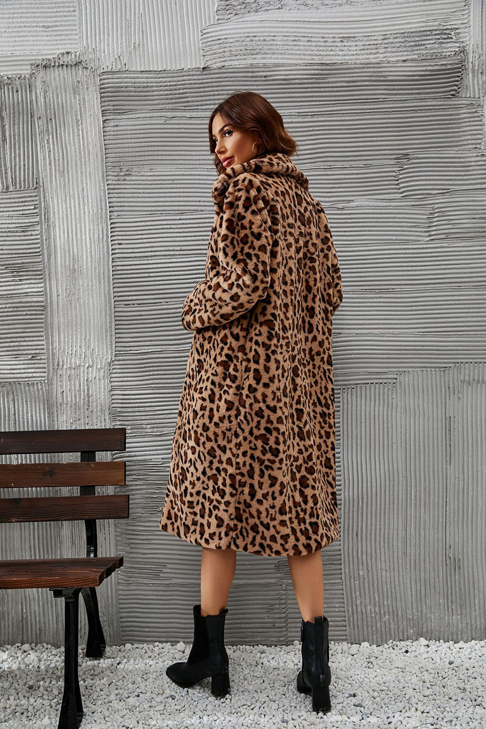 Mune | Women's Long Faux Fur Jacket with Leopard Print and Luxurious Finish