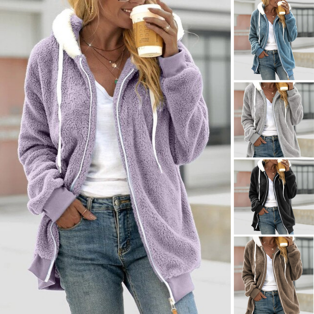 Mune | Elegant Loose Fleece Coat with Hood