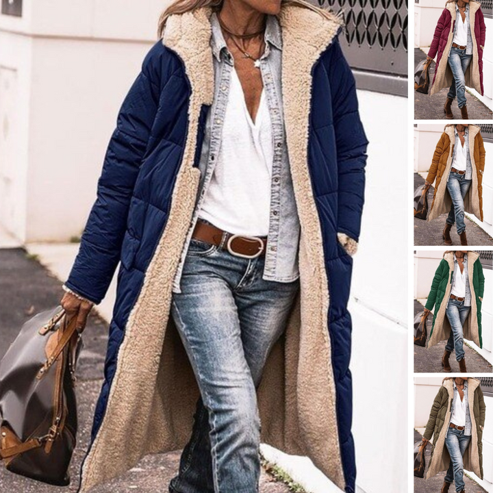 Mune | Reversible Sherpa Fleece long puffer coats with hood outerwear