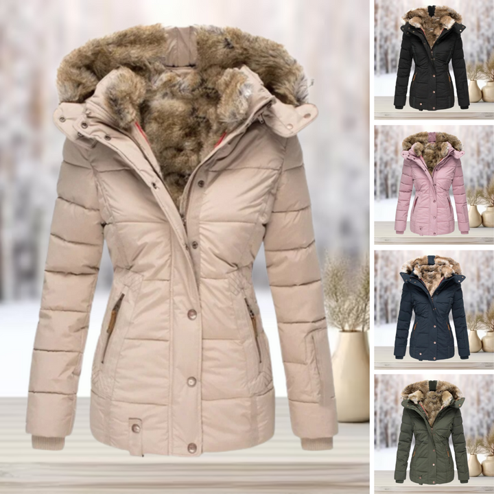 Mune | Elegant winter leather jacket with hood