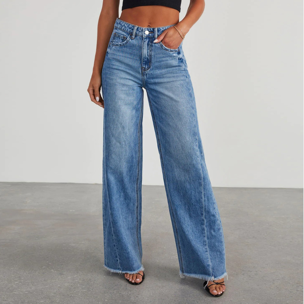 Women’s Casual Wide-Leg High-Waisted Jeans